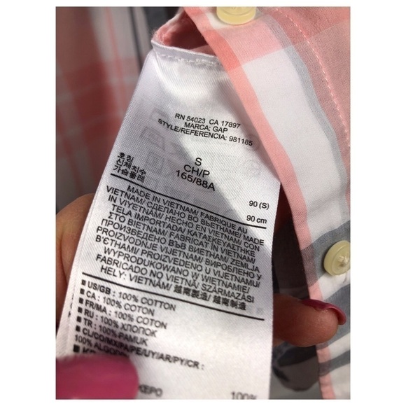 GAP BOYFRIEND LONG SLEEVE PLAID PINK SHIRT - Picture 4 of 5